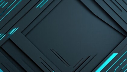 Poster - Abstract Dark Blue Geometric Background with Glowing Lines