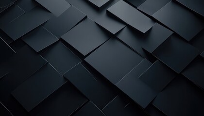 Poster - Abstract Dark Geometric Background with Black Squares and Subtle Shadows