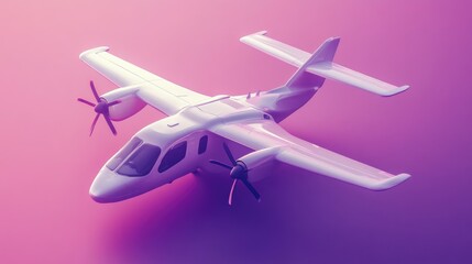 Poster - Electric flying taxi designed for urban travel on a solid violet background, highlighting energy efficiency.
