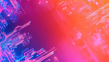 Poster - Abstract Digital Network with Glowing Pink and Blue Circuits