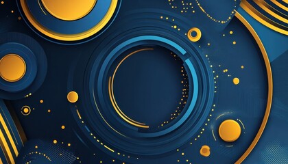 Aufkleber - Abstract Geometric Background with Blue and Gold Circles