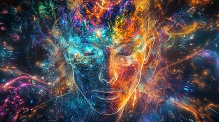 Poster - Pulsating holographic abstract designs virtual space digital art futuristic environment immersive viewpoint energy concept