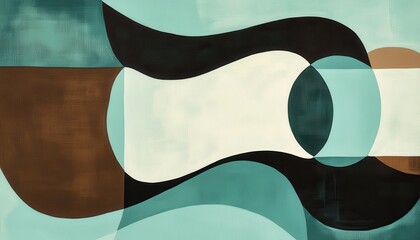 Aufkleber - Abstract Geometric Composition with Teal and Brown Hues