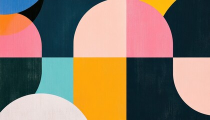 Poster - Abstract Geometric Pattern with Colorful Circles and Semicircles
