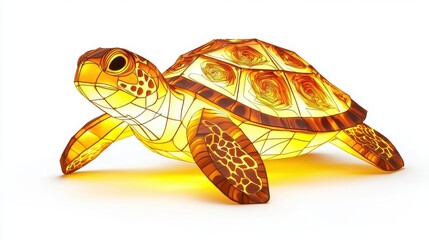 Sticker - A luminous turtle figurine with golden yellow and brown colors