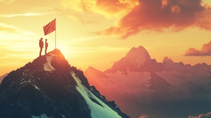 Poster - Achieving goals through growth illustrative image of upward progress business landscape digital art motivational environment inspirational viewpoint