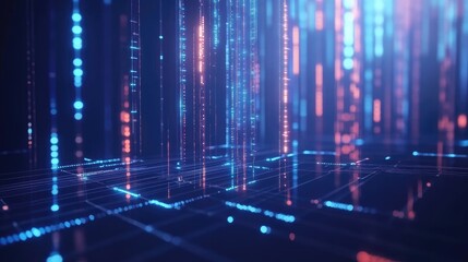 Poster - Futuristic artificial intelligence network visualized as a brain integrated with digital data flow.