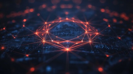 Poster - Futuristic quantum supercomputer structure on a dark navy background, symbolizing high-performance computing.