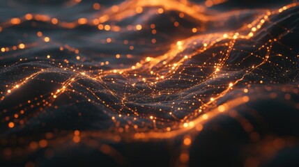 Poster - Glowing neural connections forming a data bridge between a human brain and a quantum AI system.