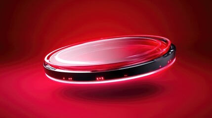 Aufkleber - High-speed quantum computing core floating on a neon red background, showcasing high-tech innovation.
