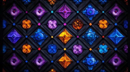 Poster - Vibrant pixel art background with colorful geometric patterns for digital design