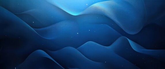 Poster - Abstract Geometric Pattern in Deep Blue Tones with Triangles and Wavy Lines for Digital Technology Background