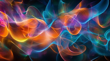 Poster - Soft waves of light painting abstract patterns on canvas art studio digital art creative space artist's perspective visual harmony