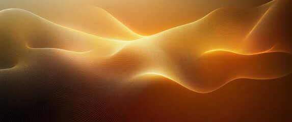 Poster - Abstract Art Golden Gradients Wavy Lines Symmetric Design Warm Atmosphere Minimalistic Vector Illustration