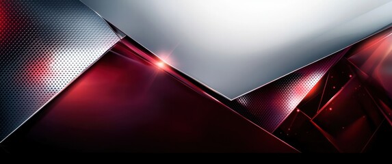 Poster - Abstract Metallic Design with Silver and Red Triangles for Futuristic Technology Background