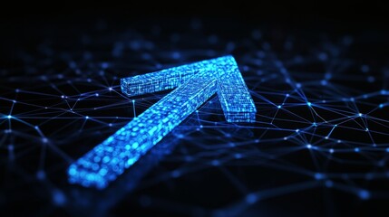 Poster - Illuminating technology-driven progress urban cityscape digital artwork modern environment futuristic viewpoint blue arrow concept