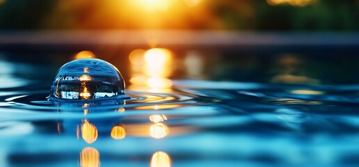 Canvas Print - Water drop sunset reflection pool calmness