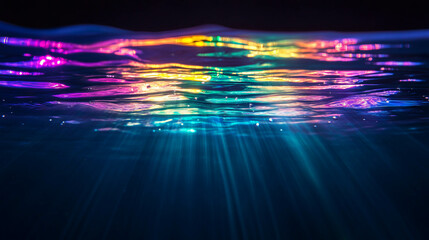 Poster - Rainbow light reflections on water surface with subtle undercurrents for colorful designs