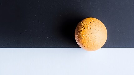 Poster - Textured Orange Sphere On Minimalist Black And White Background