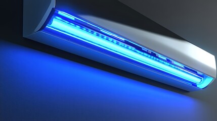 Poster - Sleek, high-tech heat pump with LED indicators on a deep charcoal background, symbolizing innovation.
