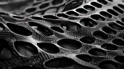 Poster - abstract close-up of a textured surface with intricate patterns and openings, showcasing depth