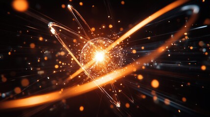 Poster - Ultra-modern AI-driven quantum core on a dark maroon background, symbolizing future-proof technology.