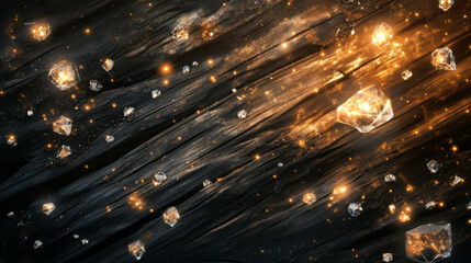 Poster - Enchanted rotting wood with embedded glowing crystals for mystical designs