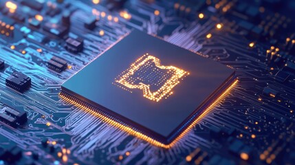 Poster - Ultra-modern superconducting quantum chip on a soft lavender background, highlighting cutting-edge computing.