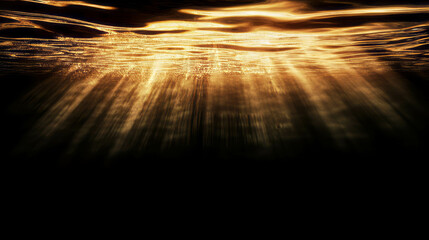 Poster - Golden sepia light rays creating underwater tranquility