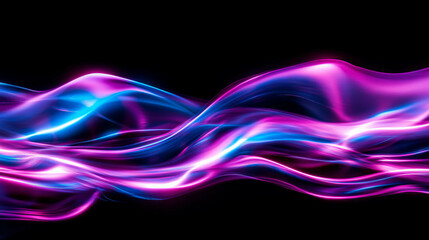 Poster - Abstract flowing lines of colorful smoke on black background for design and creativity