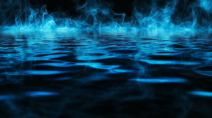 Poster - Mystical blue smoke reflecting on water surface for abstract design concepts