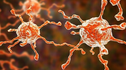 Poster - 3d close-up image of a coronavirus cell representing covid-19 virus outbreak and infection analysis