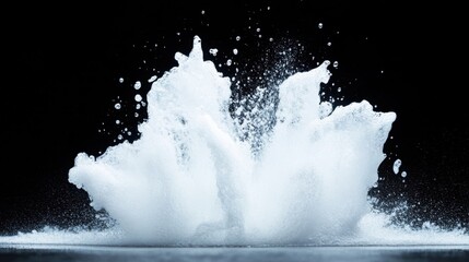 Poster - A dynamic splash of white liquid against a black background, creating an explosive visual effect.
