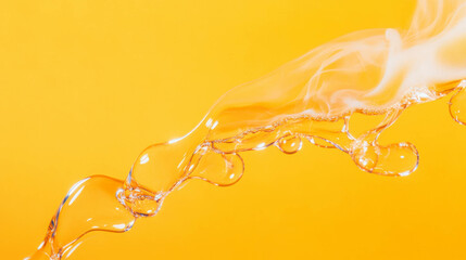 Poster - Abstract design with soap streaks and smoke on vibrant yellow background