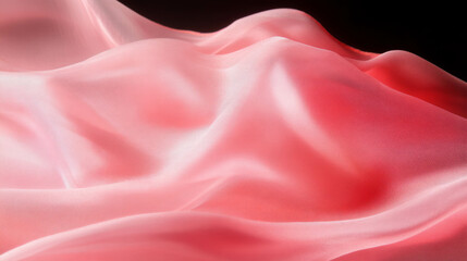 Poster - Soft pink light illuminating textured fabric waves for elegant design