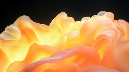 Poster - Soft yellow light and gentle curves in abstract fluid design