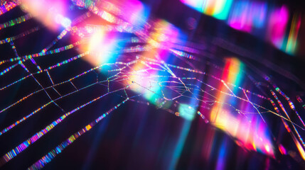 Poster - Enchanting spiderweb radiating rainbow colors for artistic background design