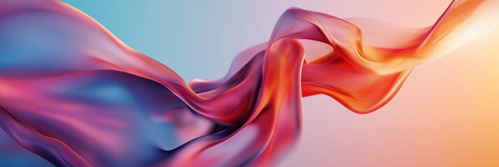 Poster - Colorful flowing abstract fabric design with soft textures and gradients in warm and cool tones. Generative AI