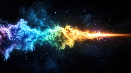 Poster - Colorful nebula with bright star and textured film background featuring heavy grainy effect