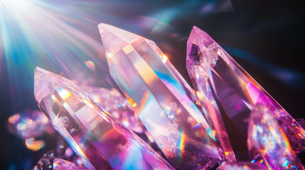 Poster - Enchanting crystal prism with spiritual light refracting in radiant colors for mystical designs