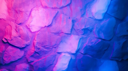 Poster - vibrant neon reflection on textured stone wall for modern design