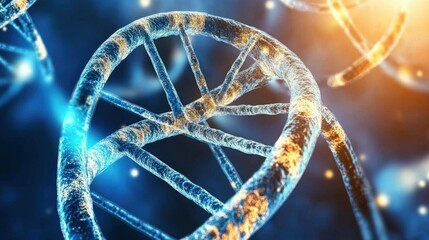 Poster - Close up of dna molecule with abstract background showing dna structure and details in high fidelity