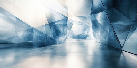 Aufkleber - Futuristic Technology Abstract Background Soft Blue White Geometric Shapes Digital Art Circuits Network Engineering