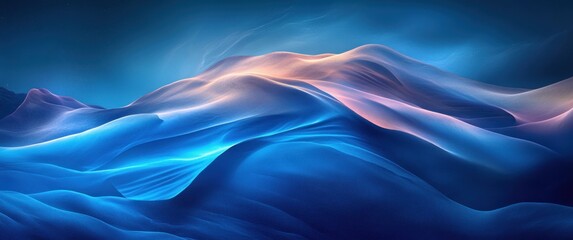 Poster - Abstract Blue Curves Design with Smooth Lines and Light Effects for Futuristic Wallpaper and Creative Background