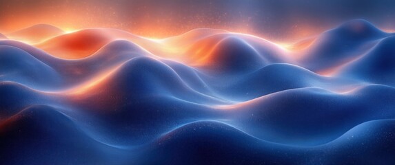 Poster - Futuristic Abstract Blue Gradient Background with Smooth Curves and Dynamic Flowing Lines for Modern Graphic Design and Wallpaper