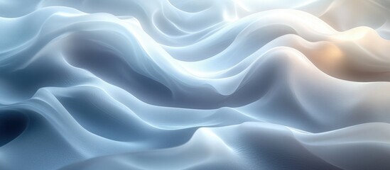 Fototapete - Minimalist Abstract White Waves Fluid Background 3D Rendering Smooth Gradient Design
