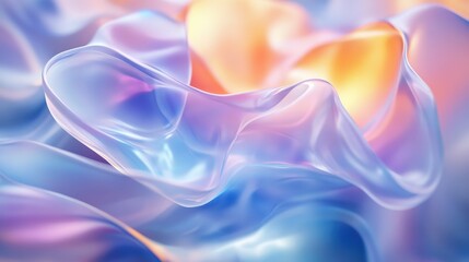 Poster - Abstract fluid shapes with soft pastel colors creating a dreamy atmosphere in a serene background
