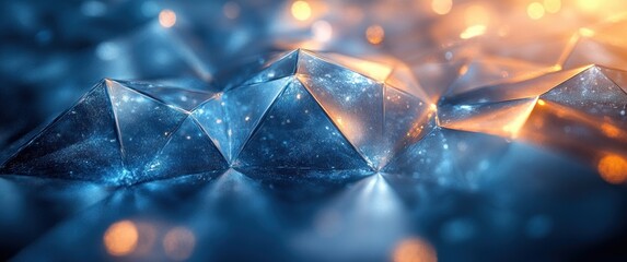 Fototapete - Abstract Geometric Digital Art with Dynamic Lines and Textures on Deep Blue Gradient Background