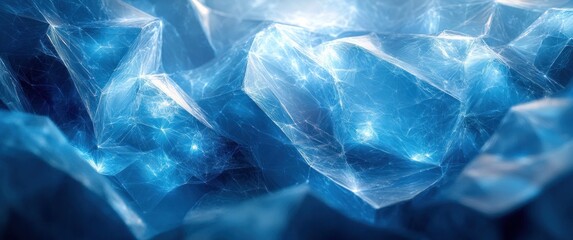 Poster - Abstract Geometric Shapes in Deep Blue Tones with Textured Patterns and Soft Lighting for Modern Digital Design