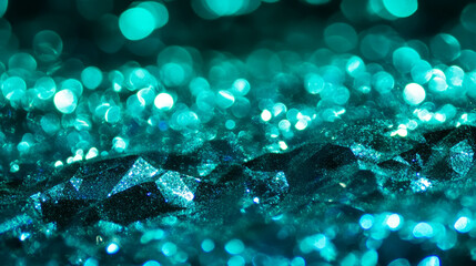 Poster - Teal bokeh with glittering abstract background for elegant design